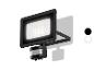 Projecteur LED noir avec détecteur de mouvement et options de couleur blanc et noir.
