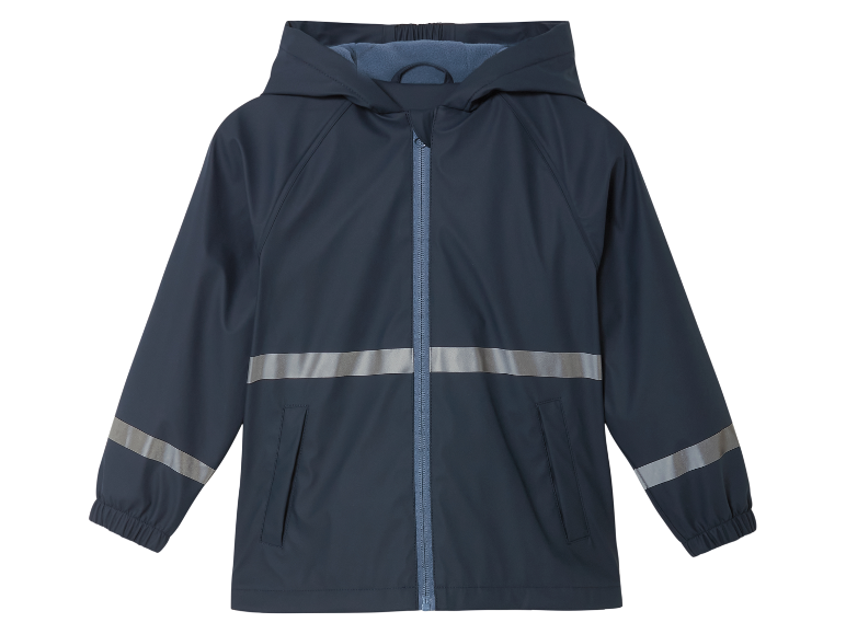 Veste imperméable pour enfant avec bandes réfléchissantes.