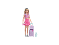 Poupée Barbie avec coffret de voyage, valise et accessoires.