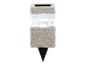Lampe de jardin solaire avec un boîtier carré couleur sable et un piquet de terre noir.