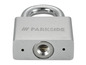 Un cadenas argenté avec la marque Parkside.