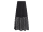 Jupe longue noire en maille avec doublure.