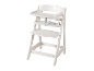 Chaise haute en bois blanc avec plateau et harnais