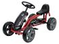 Une voiture de course rouge pour enfants avec de grandes roues.