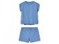 Ensemble haut et short bleu à pois rose.