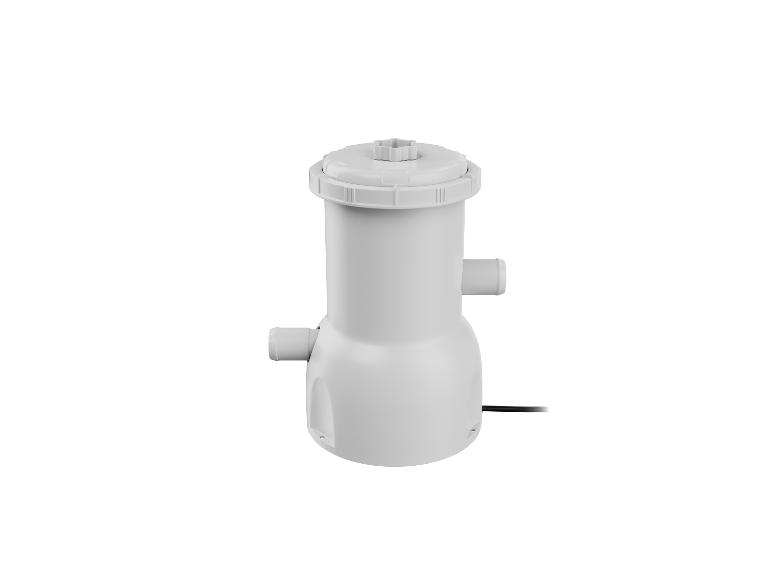 Pompe de filtration de piscine blanche avec un câble d'alimentation noir.