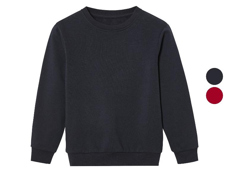 Sweat-shirt à col rond, disponible en noir et rouge bordeaux.