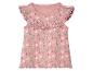 Haut bébé rose à volants, motif floral.