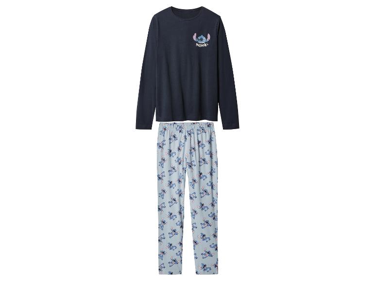 Pyjama homme Stitch avec un t-shirt à manches longues bleu marine et un pantalon imprimé.