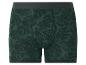 Caleçon pour homme avec motif de feuilles tropicales vert foncé et ceinture grise.