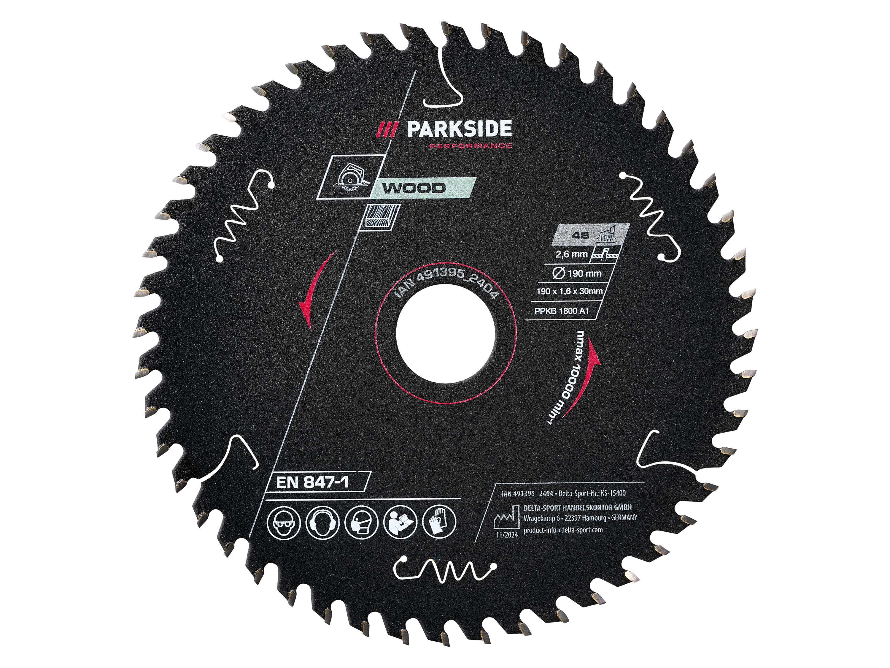 PARKSIDE PERFORMANCE® Lame de scie circulaire PPKB 1800 A1, Ø 190 mm (bois, 48 dents)