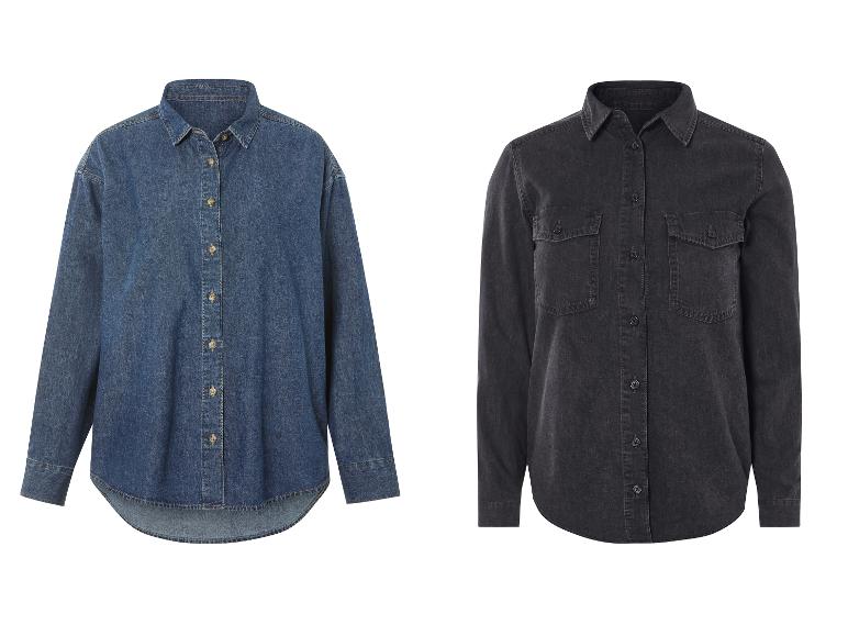 Deux chemises en jean, une bleue et une noire.