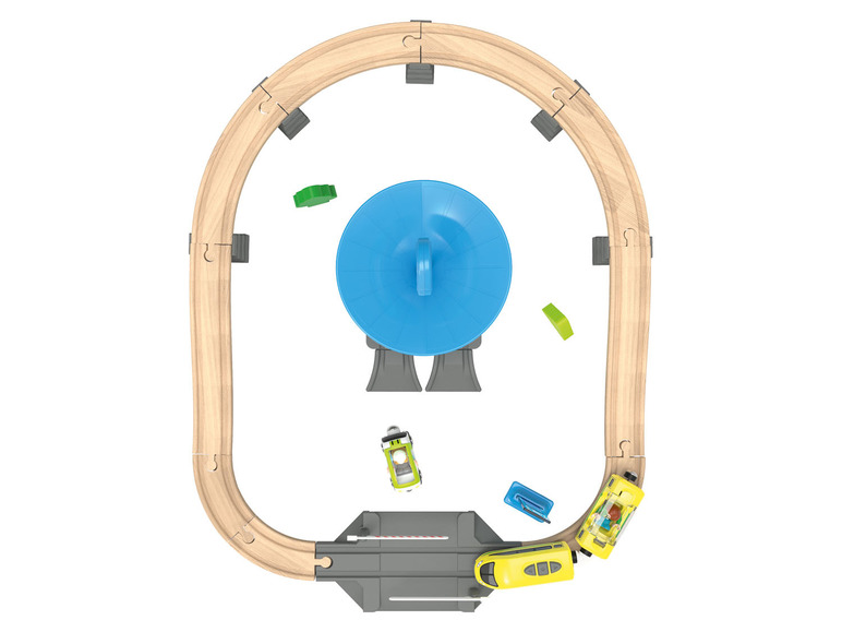 Aller en mode plein écran : Playtive Set de chemin de fer et station-service en bois - Image 4