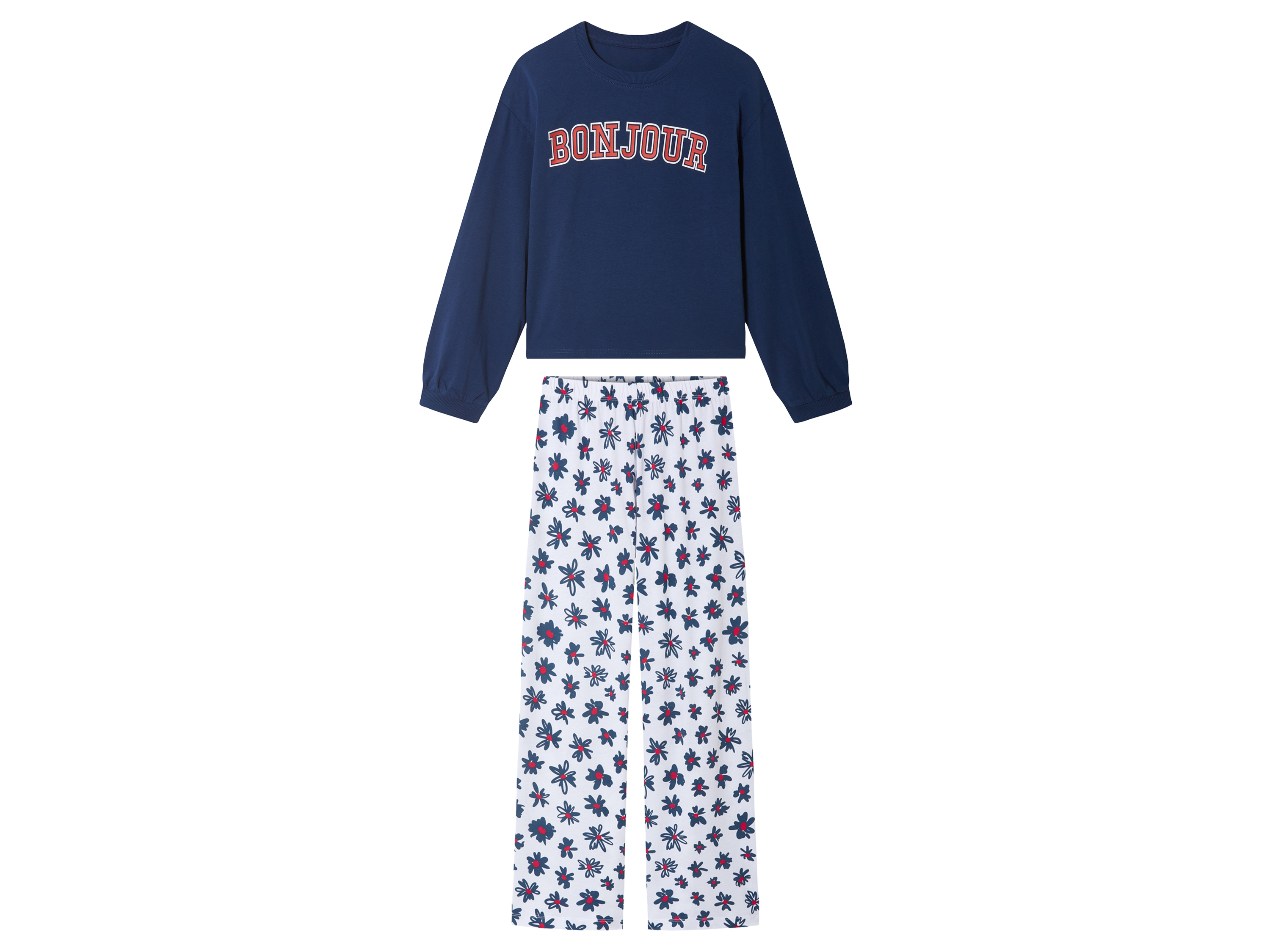 pepperts!® Ensemble pyjama fille (bleu imprimé/blanc, 134/140)