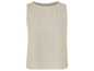Top beige sans manches avec col rond.