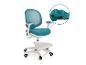 Chaise de bureau ergonomique sarcelle avec dossier en maille et gros plan de son tissu