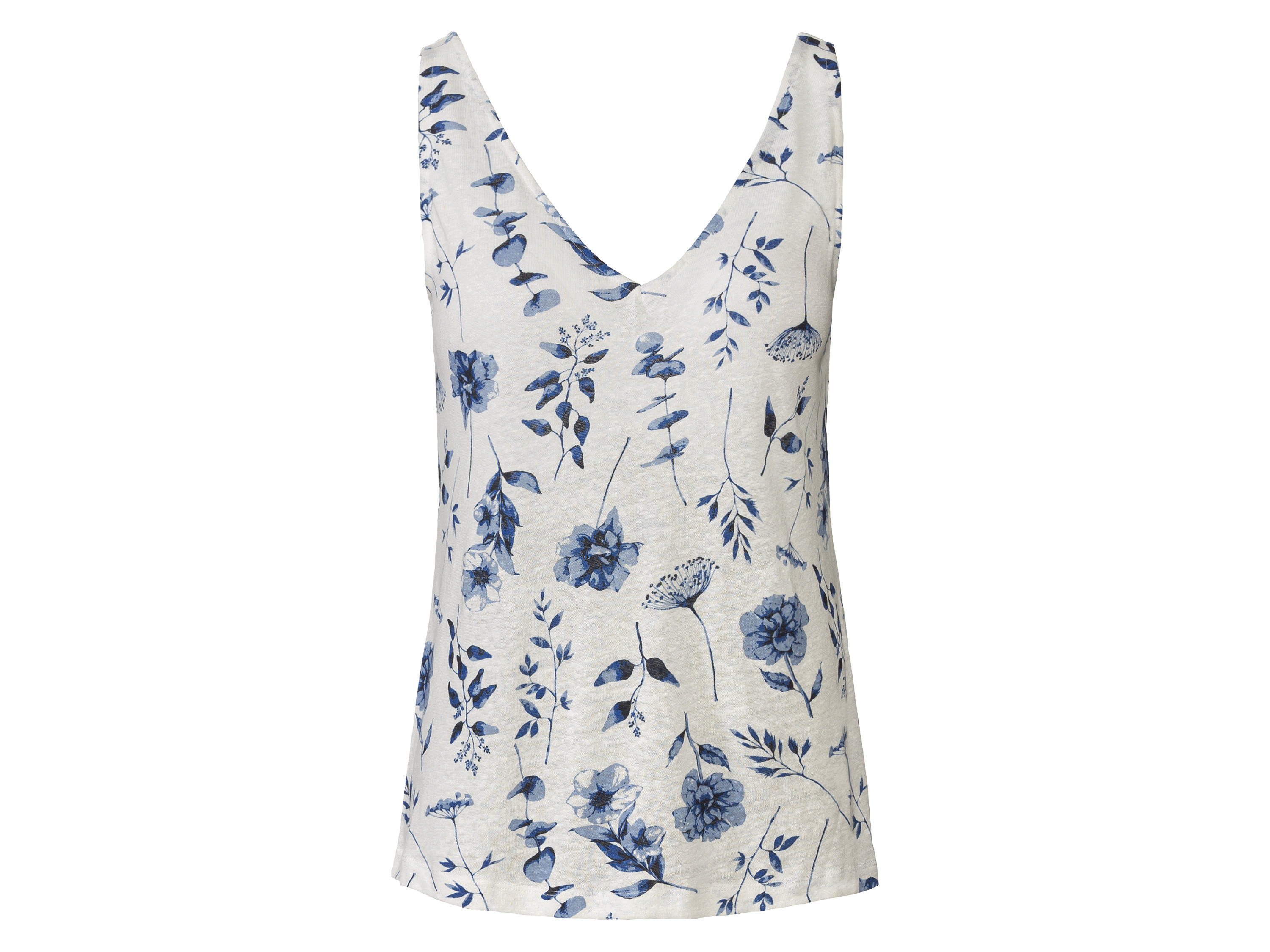 esmara® Débardeur en lin femme (blanc-bleu)