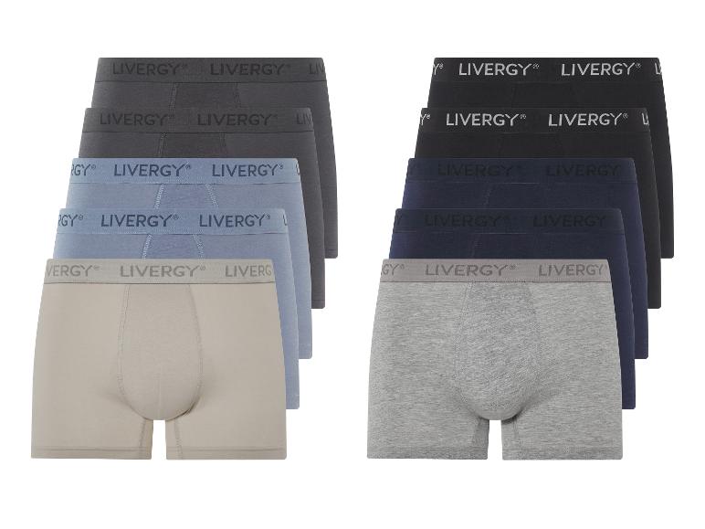 Six paires de boxers Livergy dans différentes couleurs.