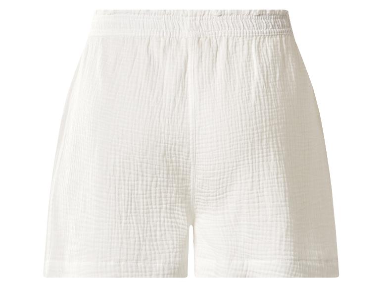 Short femme blanc avec taille élastique et texture froissée