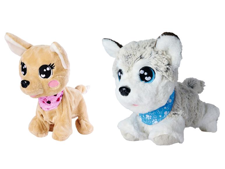 Deux chiots en peluche : un chihuahua et un husky.