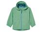 Une veste verte claire à capuche pour enfants avec le logo 'Outdoor Fun'.