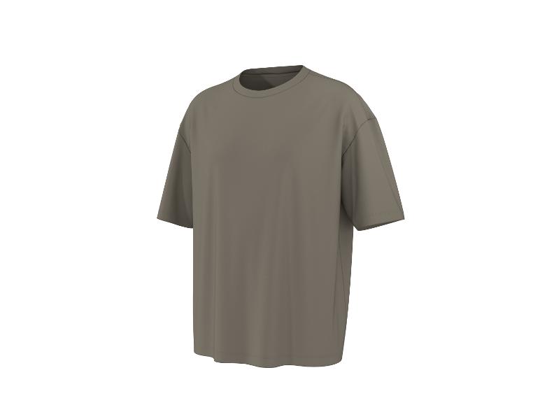 T-shirt oversize vert olive uni à manches courtes et col rond.