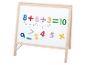 Tableau d'écriture en bois avec chiffres et symboles magnétiques colorés pour enfants.