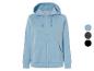 Un sweat à capuche bleu clair avec fermeture éclair
