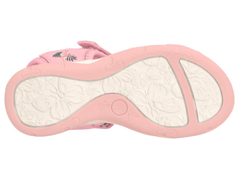 Semelle de sandale rose avec motifs de papillons et de fleurs