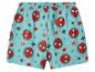 Shorts de pyjama pour enfants bleu clair avec imprimés de visages de super-héros et d'araignées.