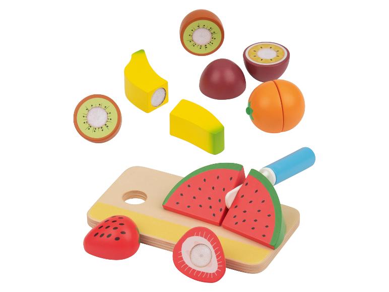 Ensemble de jouets en bois de fruits à couper avec planche à découper.