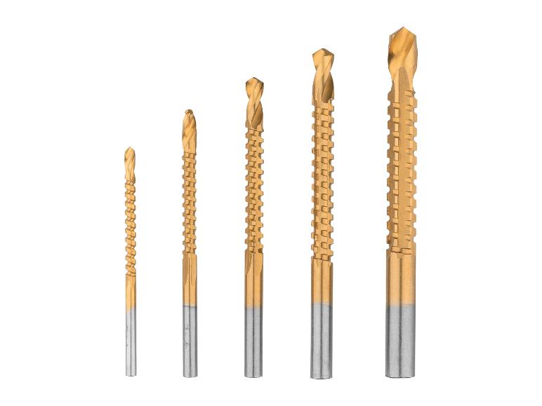 Un ensemble de six forets dorés pour le bois avec des diamètres différents.