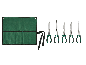Jeu de cinq pinces à bec long avec une pochette de rangement verte.