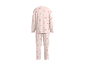Pyjama rose clair à manches longues et pantalon avec motif étoiles.
