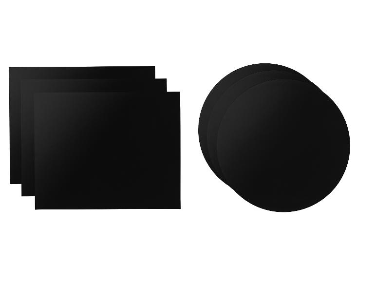 Sets de tapis de cuisson noirs rectangulaires et ronds