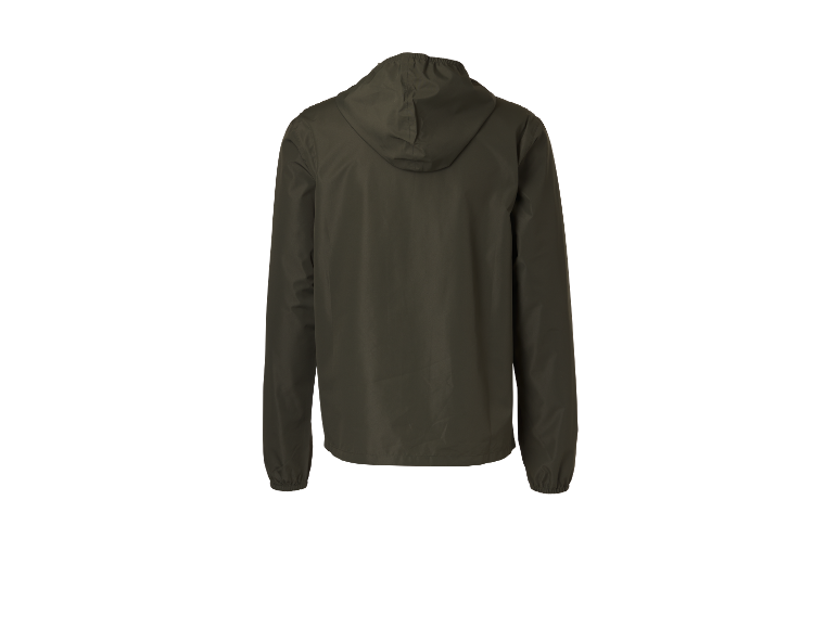 Veste à capuche vert olive, vue arrière.