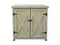 Armoire en bois grise avec deux portes et poignées noires
