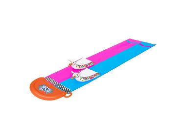 Bestway Double toboggan aquatique avec animaux gonflables, 487 x 138cm