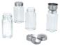 Ensemble de bocaux à épices en verre avec couvercles en métal et plastique, incluant un entonnoir
