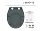 Abattant de WC Duroplast avec fermeture douce et instructions de montage.
