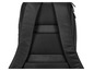 Le dos d'un sac à dos noir avec des panneaux en mesh.