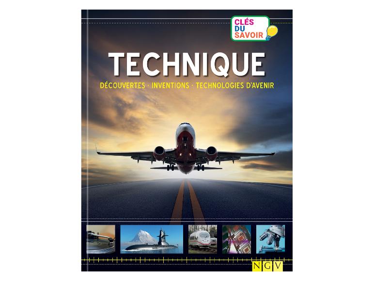 Livre pour enfants en français sur la technologie et les inventions avec un avion en couverture.