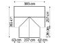 Plan d'un abri de jardin avec dimensions en centimètres.