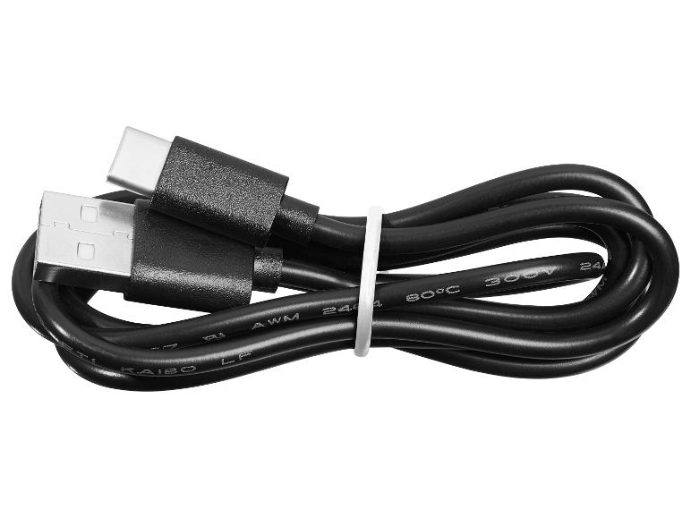 Câble de charge USB noir enroulé avec connecteurs USB-A et USB-C