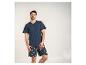 Pyjama homme avec t-shirt bleu marine et short à motif citrons.
