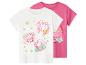 T-shirts à manches courtes pour filles, un blanc avec des imprimés de porcelets et un rose avec un porcelet.