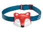 Lampe frontale Crivit en forme de renard rouge.