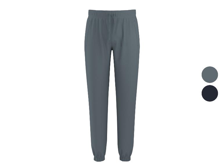 Pantalon de jogging homme avec cordon de serrage en deux couleurs : gris et bleu foncé.