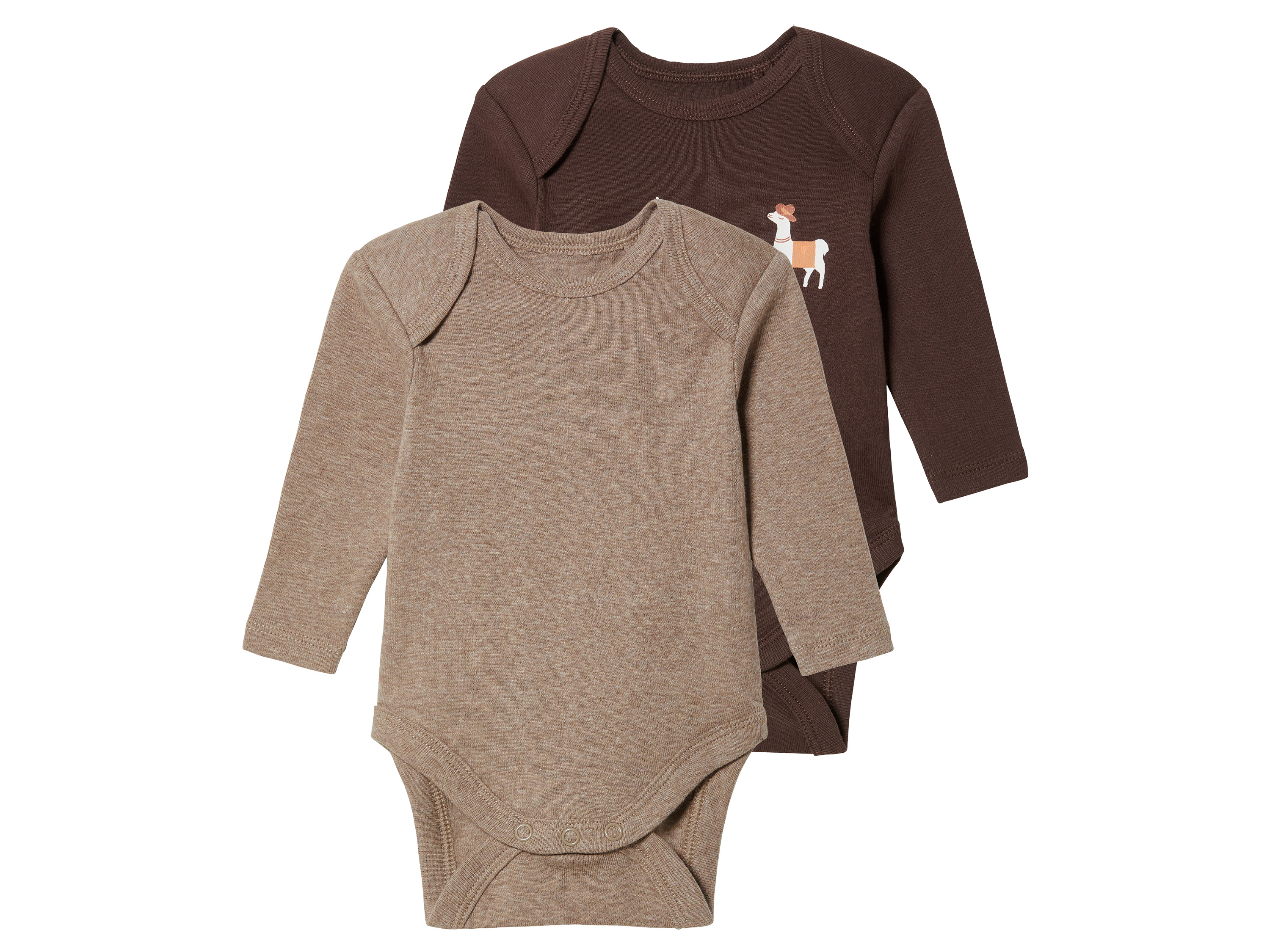 lupilu® Lot de 2 bodies bébé (beige/brun, 50/56)