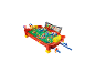 Jeu de baby-foot avec des personnages colorés et des buts, avec un compteur de scores.